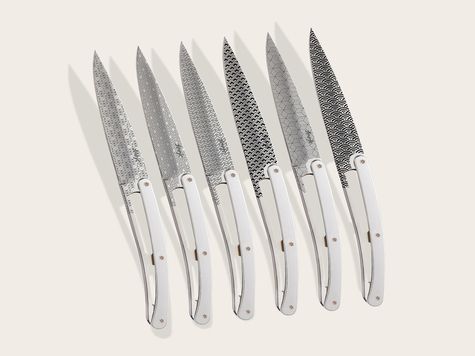 6 Deejo steak knives, Chrome plated / Geometry