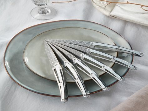 6 Deejo steak knives, Chrome plated / Geometry