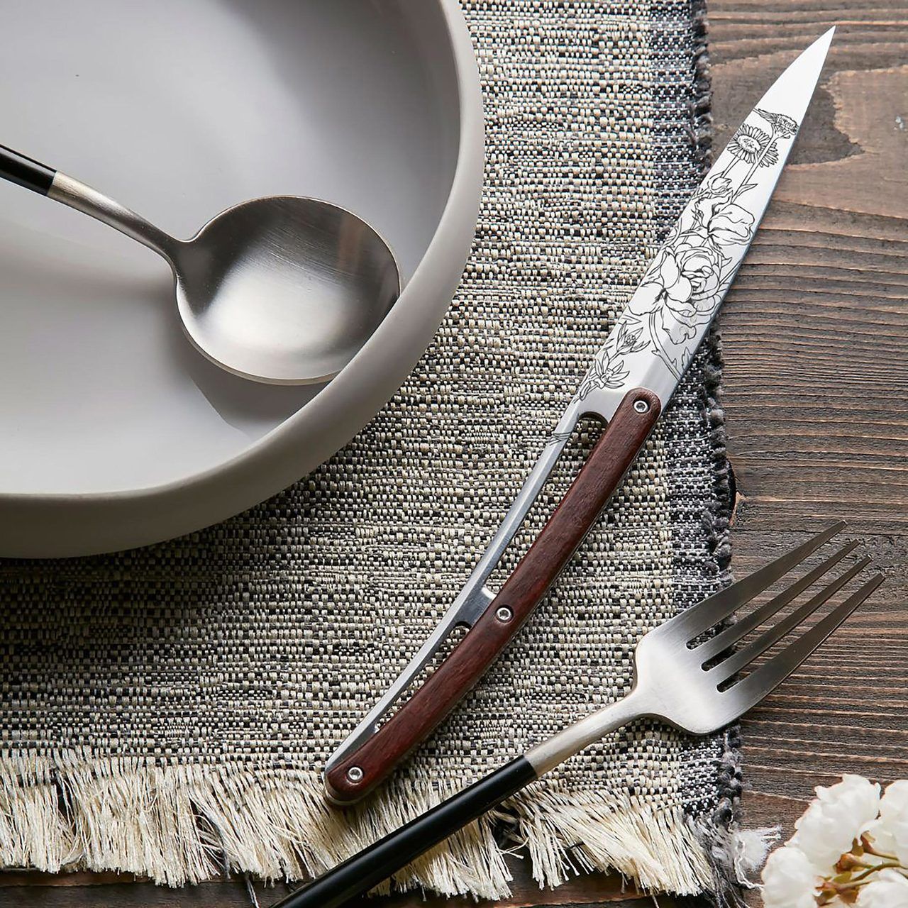 6 Deejo Steak Knives, Olive Wood / Japanese